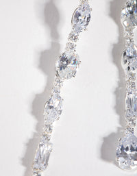Silver Cubic Zirconia Oval Drop Earrings - link has visual effect only