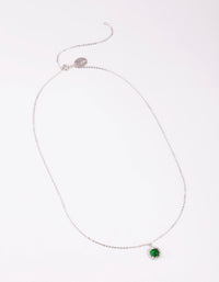 Rhodium Cubic Zirconia Cushion Cut Surrounded Necklace - link has visual effect only