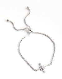 Rhodium Cubic Zirconia Decorated Cross Toggle Bracelet - link has visual effect only