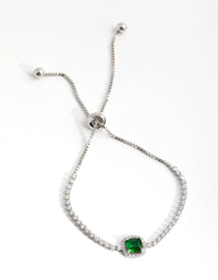 Rhodium Cubic Zirconia Square Halo Toggle Bracelet - link has visual effect only