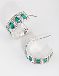 Silver Small Square Stone Hoop Earrings - link has visual effect only