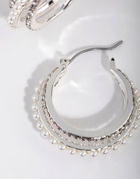 Silver Pearly Centre Hoop Earrings - link has visual effect only