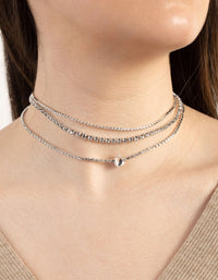Silver Round and Pear 5-Pack Choker Necklace - link has visual effect only