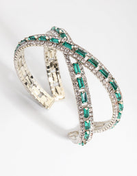 Rhodium Baguette Centre Crossover Cuff - link has visual effect only