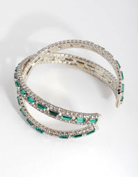 Rhodium Baguette Centre Crossover Cuff - link has visual effect only