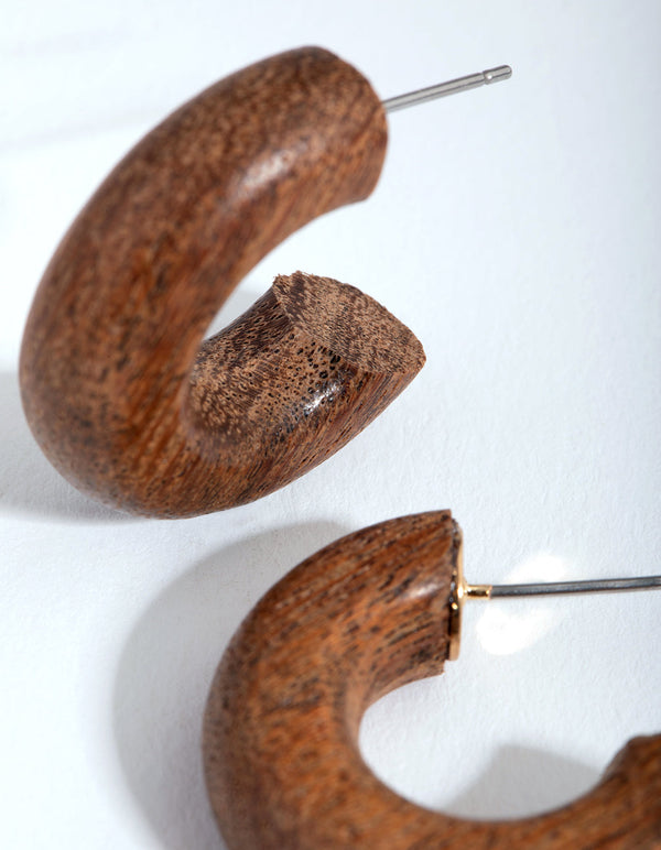 Small Wooden Hoop Earrings