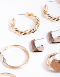 Mixed Metals Textured Hoop 6-Pack Earring - link has visual effect only