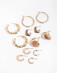 Mixed Metals Textured Hoop 6-Pack Earring - link has visual effect only