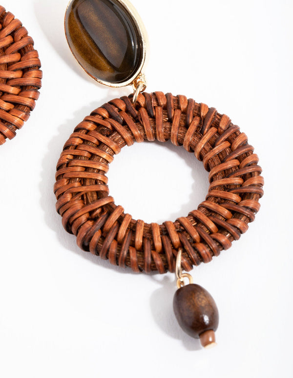Gold Disc Bead Drop Earrings