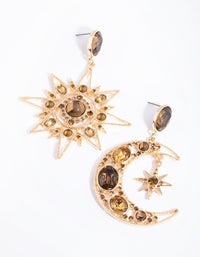 Gold Statement Star and Moon Earrings - link has visual effect only