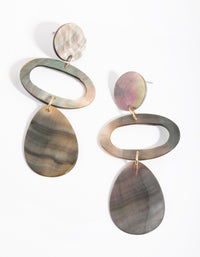 Gold Shell Triple Drop Earrings - link has visual effect only
