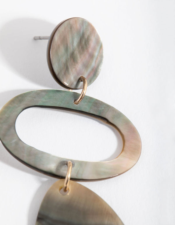 Gold Shell Triple Drop Earrings