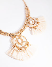 Gold Raffia Bead Tassel Necklace - link has visual effect only