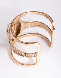 Antique Gold Oval Stone Cuff Bracelet - link has visual effect only