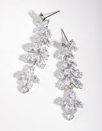 Silver Cubic Zirconia Small Navette Drop Earrings - link has visual effect only