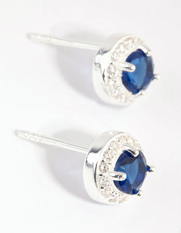 Sterling Silver Cubic Zirconia 5mm Halo Stud Earrings