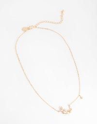 Gold Cubic Zirconia Mixed Stone Moon Necklace - link has visual effect only