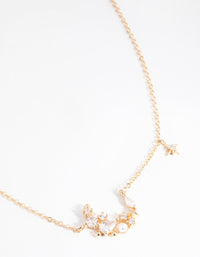 Gold Cubic Zirconia Mixed Stone Moon Necklace - link has visual effect only