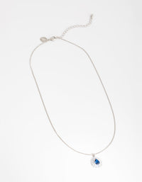 Rhodium Cubic Zirconia Pear Surrounded Pendant Necklace - link has visual effect only