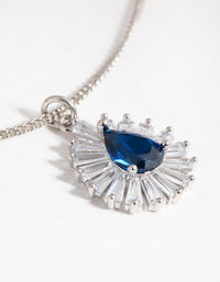 Rhodium Cubic Zirconia Pear Surrounded Pendant Necklace - link has visual effect only