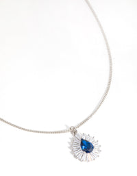 Rhodium Cubic Zirconia Pear Surrounded Pendant Necklace - link has visual effect only