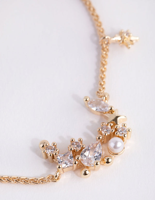Gold Cubic Zirconia Star Toggle Bracelet
