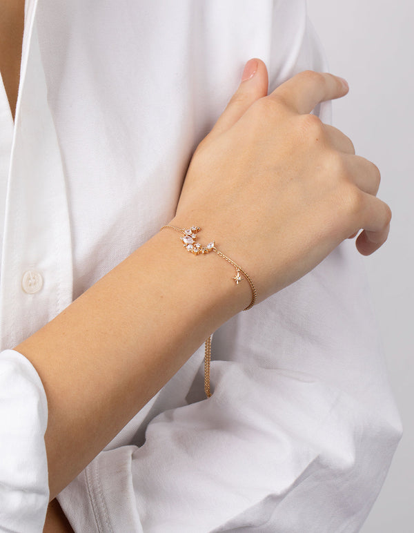 Gold Cubic Zirconia Star Toggle Bracelet