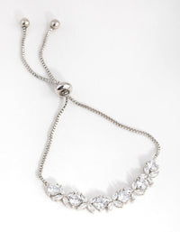 Rhodium Cubic Zirconia Navette Flower Toggle Bracelet - link has visual effect only