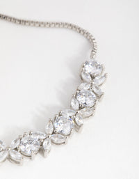 Rhodium Cubic Zirconia Navette Flower Toggle Bracelet - link has visual effect only