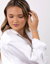 Rhodium Cubic Zirconia Navette Flower Toggle Bracelet - link has visual effect only