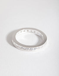 Sterling Silver Cubic Zirconia Classic Band Ring - link has visual effect only