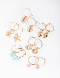 Gold Sea Charm Hoop 6-Pack Earring - link has visual effect only