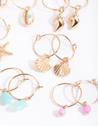 Gold Sea Charm Hoop 6-Pack Earring - link has visual effect only