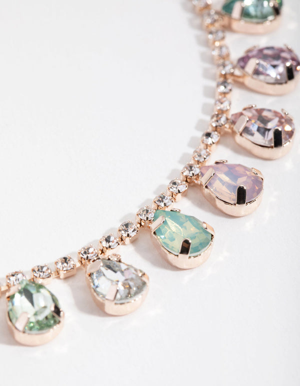 Rose Gold Teardrop Stone Drop Necklace