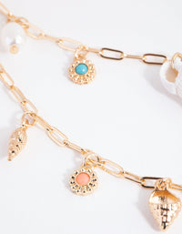 Gold Ocean Charm Necklace - link has visual effect only