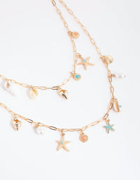 Gold Ocean Charm Necklace - link has visual effect only
