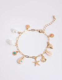 Gold Shell Conch Charm Bracelet - link has visual effect only