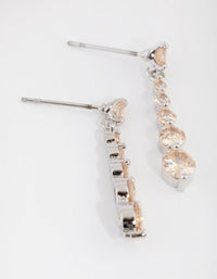Rhodium Diamond Simulant Graduated Station Drop Earrings - link has visual effect only