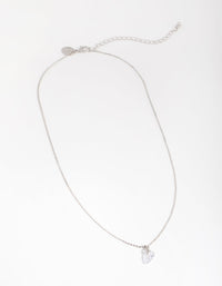 Rhodium Diamond Simulant Heart Necklace - link has visual effect only