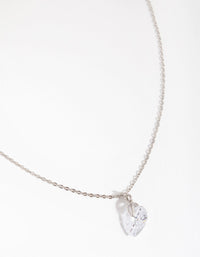 Rhodium Diamond Simulant Heart Necklace - link has visual effect only
