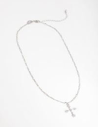 Rhodium Diamond Simulant Decorated Cross Necklace - link has visual effect only