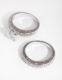 Diamond Simulant Engagement and Wedding 2-Pack Rings - link has visual effect only