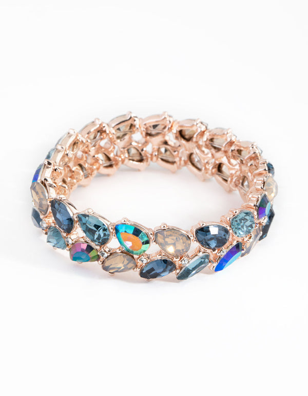 Rose Gold Navette Mix Stretch Bracelet