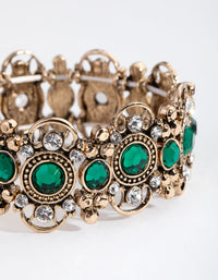 Antique Gold Filigree Stone Stretch Bracelet - link has visual effect only