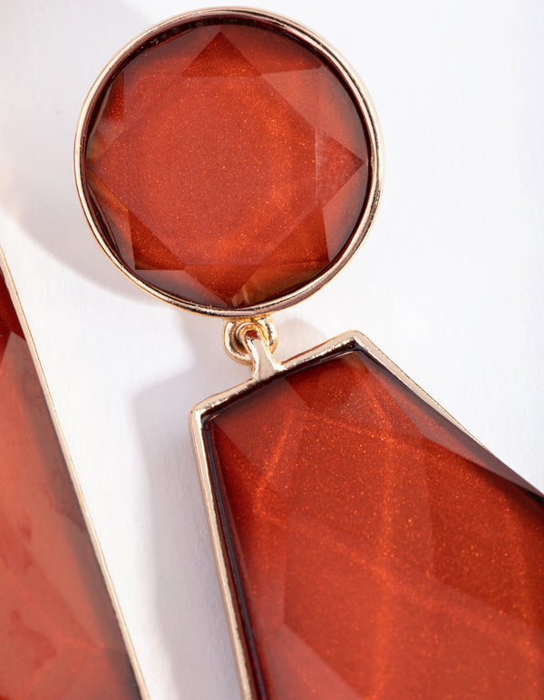 Gold Foil Stone Drop Earrings