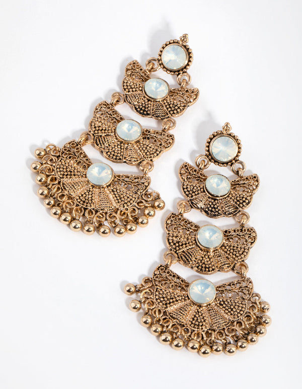 Etched Fan Drop Earrings