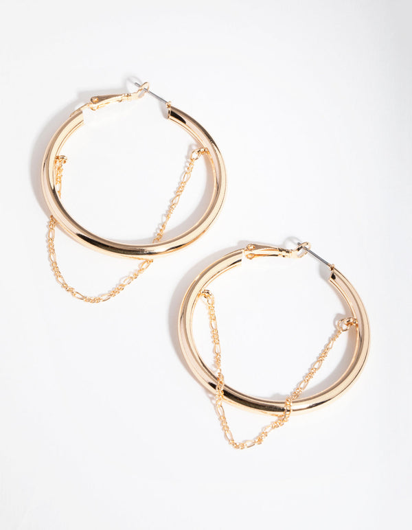 Gold Fine Chain Hoop Earrings