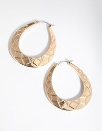 Gold Etched Tear Hoop Earrings - link has visual effect only