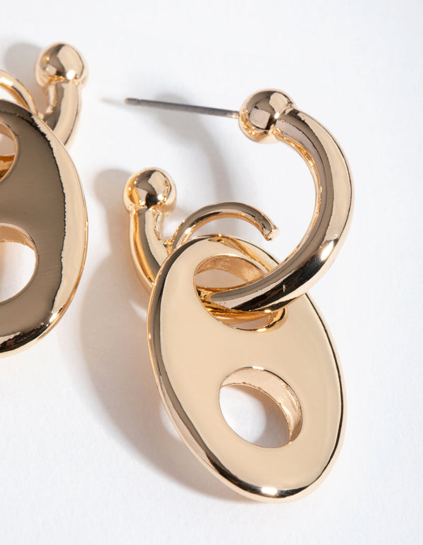 Gold Mariner Chain Huggie Earrings