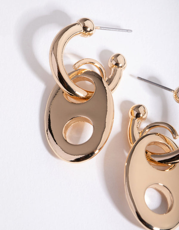 Gold Mariner Chain Huggie Earrings